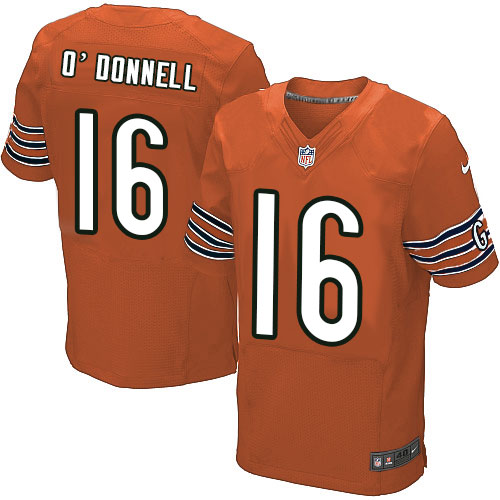 Men's Elite Pat O'Donnell Nike Jersey Orange Alternate - #16 NFL Chicago Bears